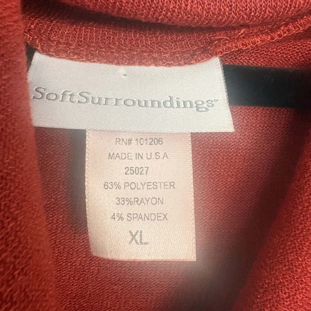 Soft Surroundings Cowl Neck Tunic Sweater Dark/Burnt Red XL Cozy Stretch Knit